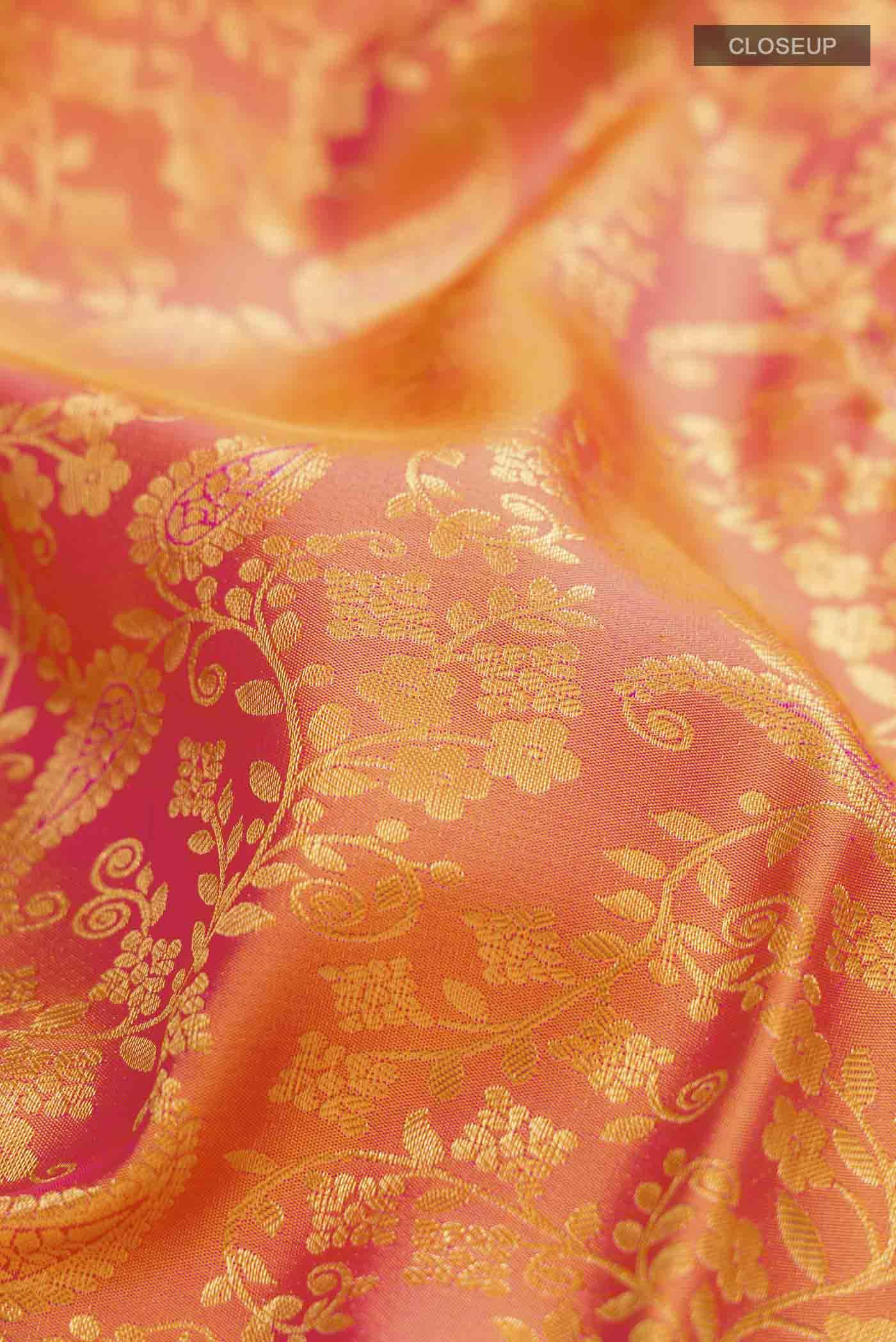 Orange with Pink Color Kanchipuram Silk Saree Buy at ₹20963