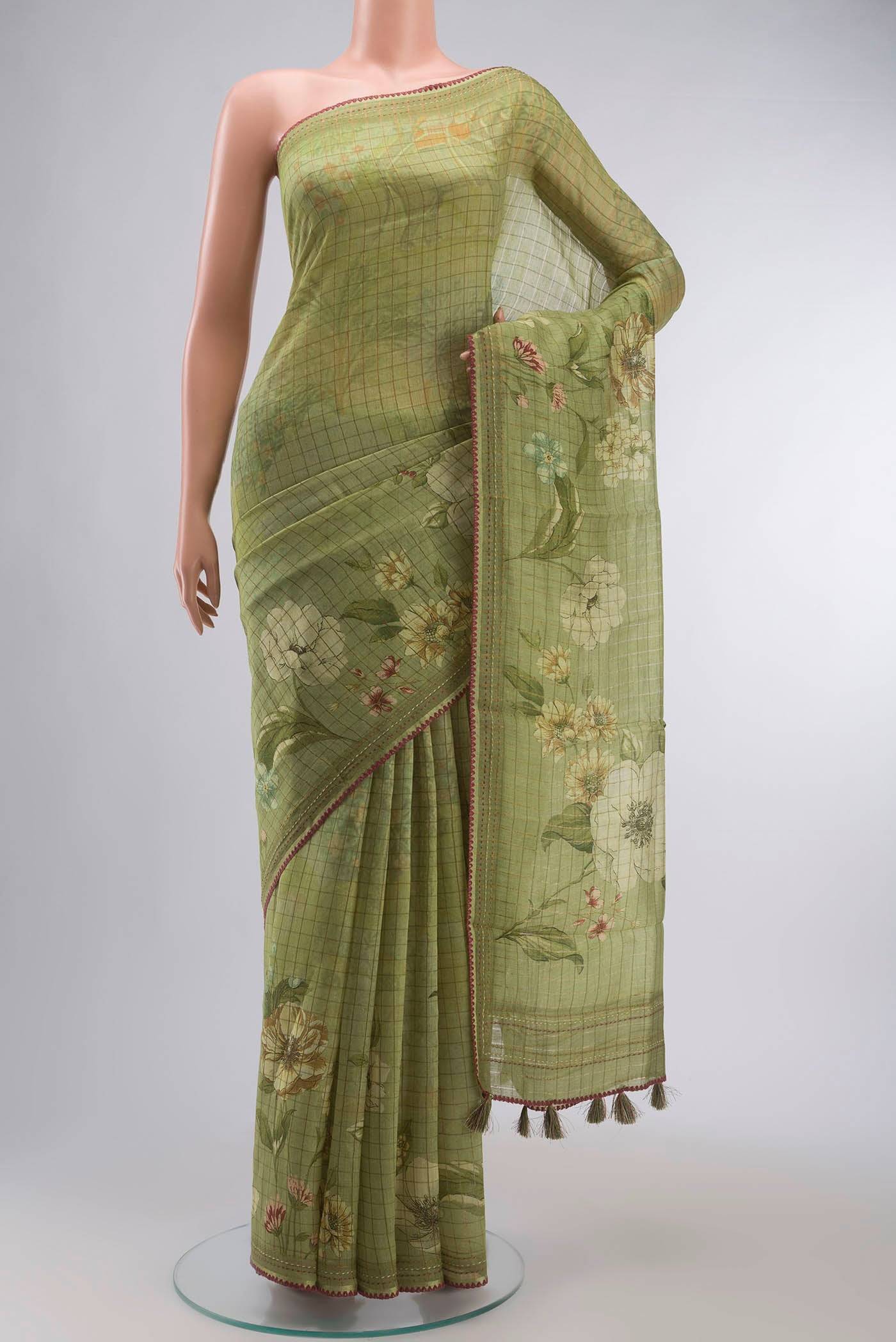 Green Bhagalpuri Tussar Silk Saree Buy at ₹10618