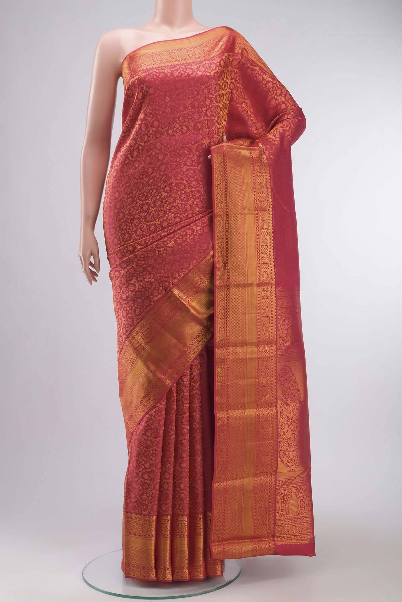 Red with Pink Color Kanchipuram Silk Saree Buy at ₹20082