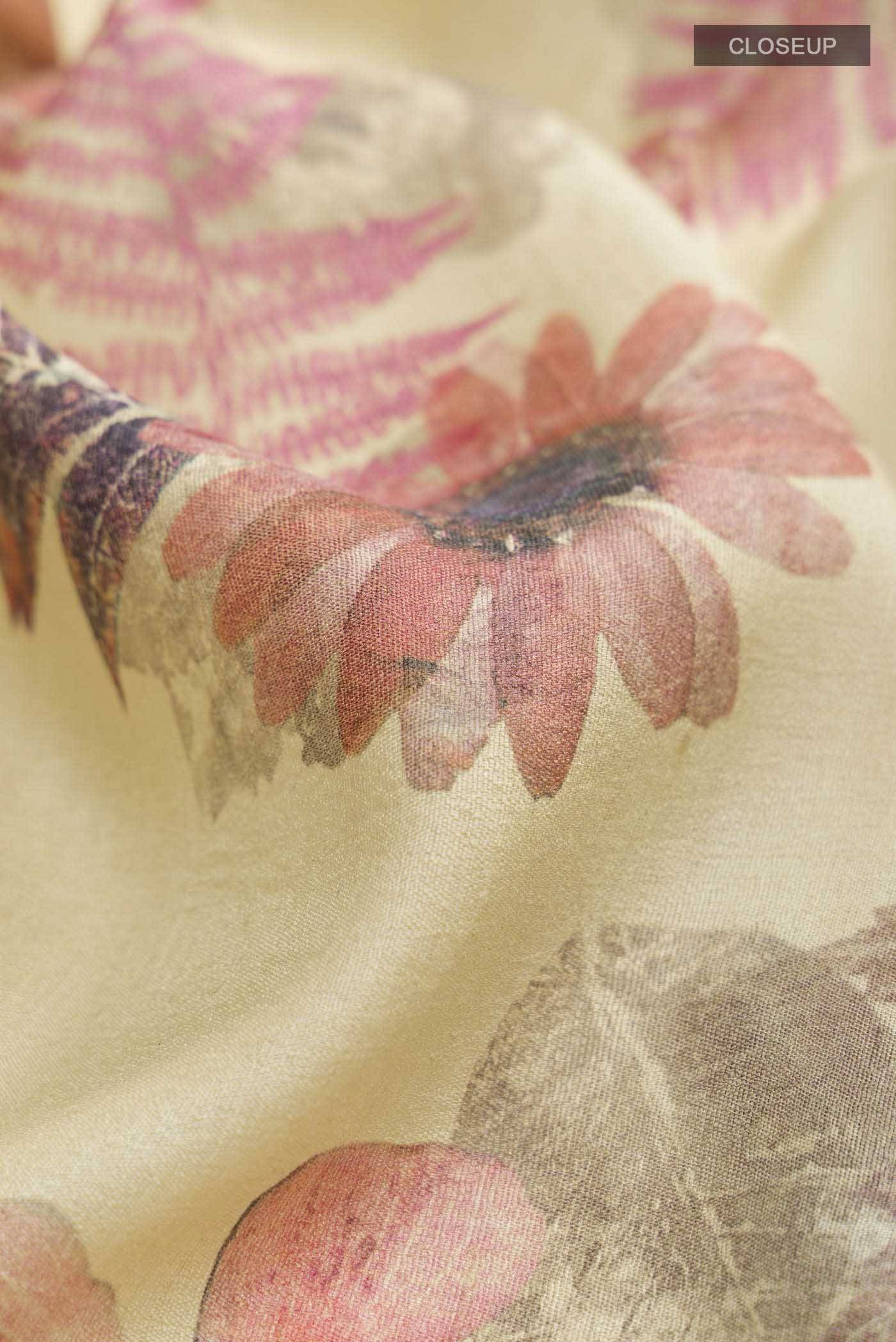 Beige Bhagalpuri Tussar Silk Saree Buy at ₹16866