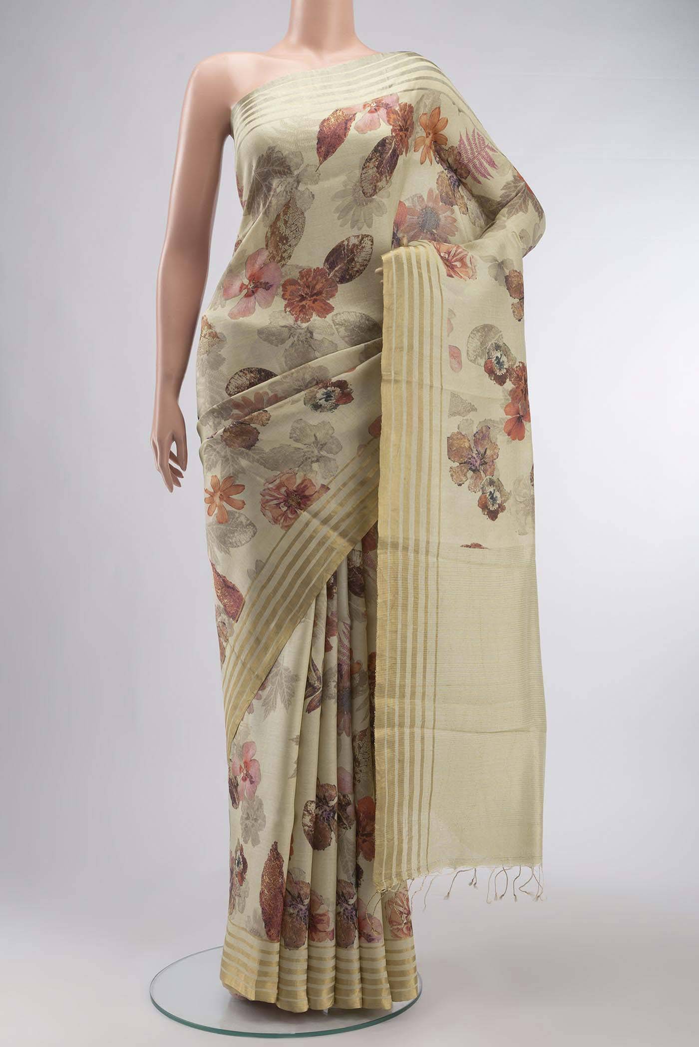 Beige Bhagalpuri Tussar Silk Saree Buy at ₹16866