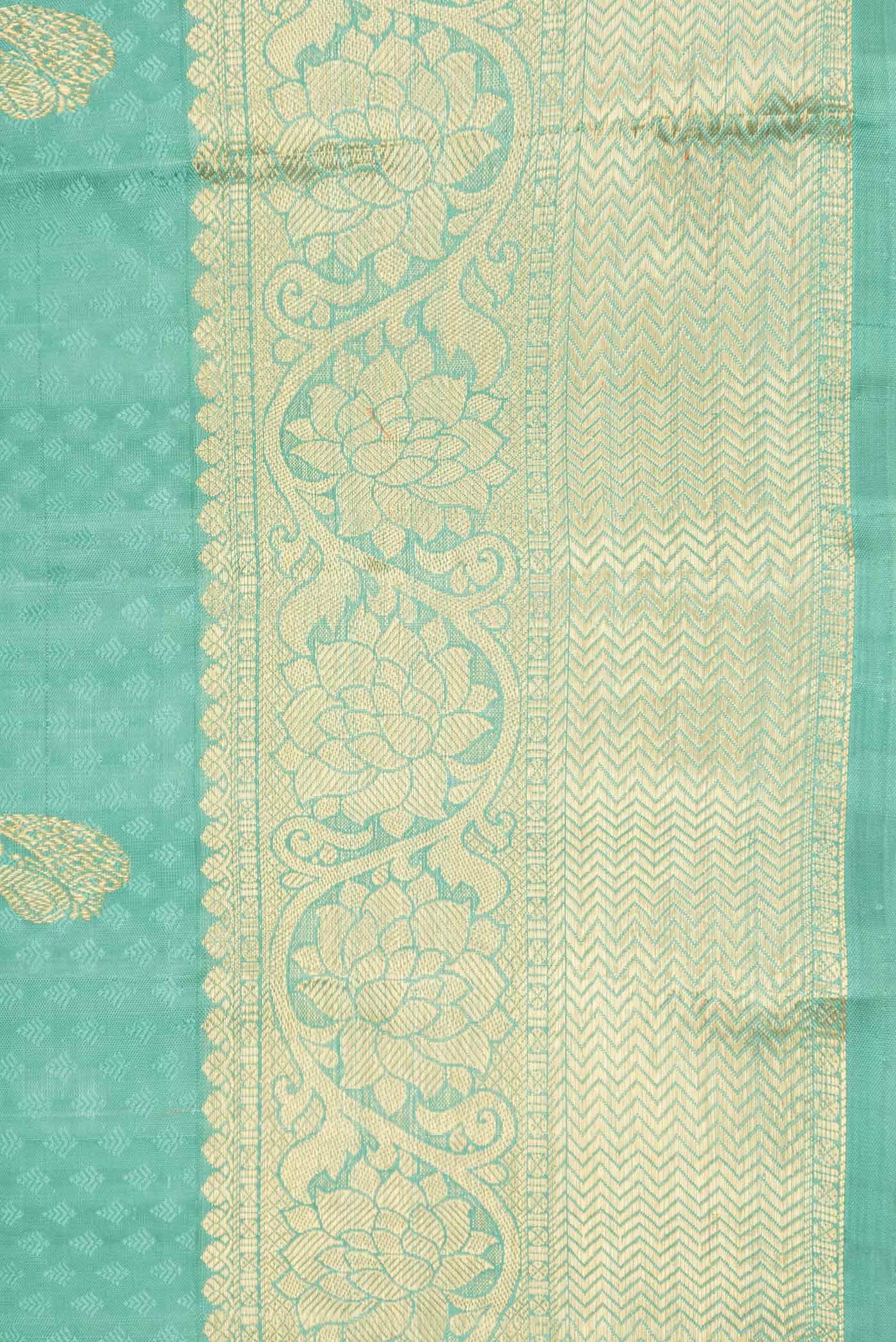 Pure Silk Pure Zari Green Dual Tone Kanchipuram Saree Buy at ₹44180