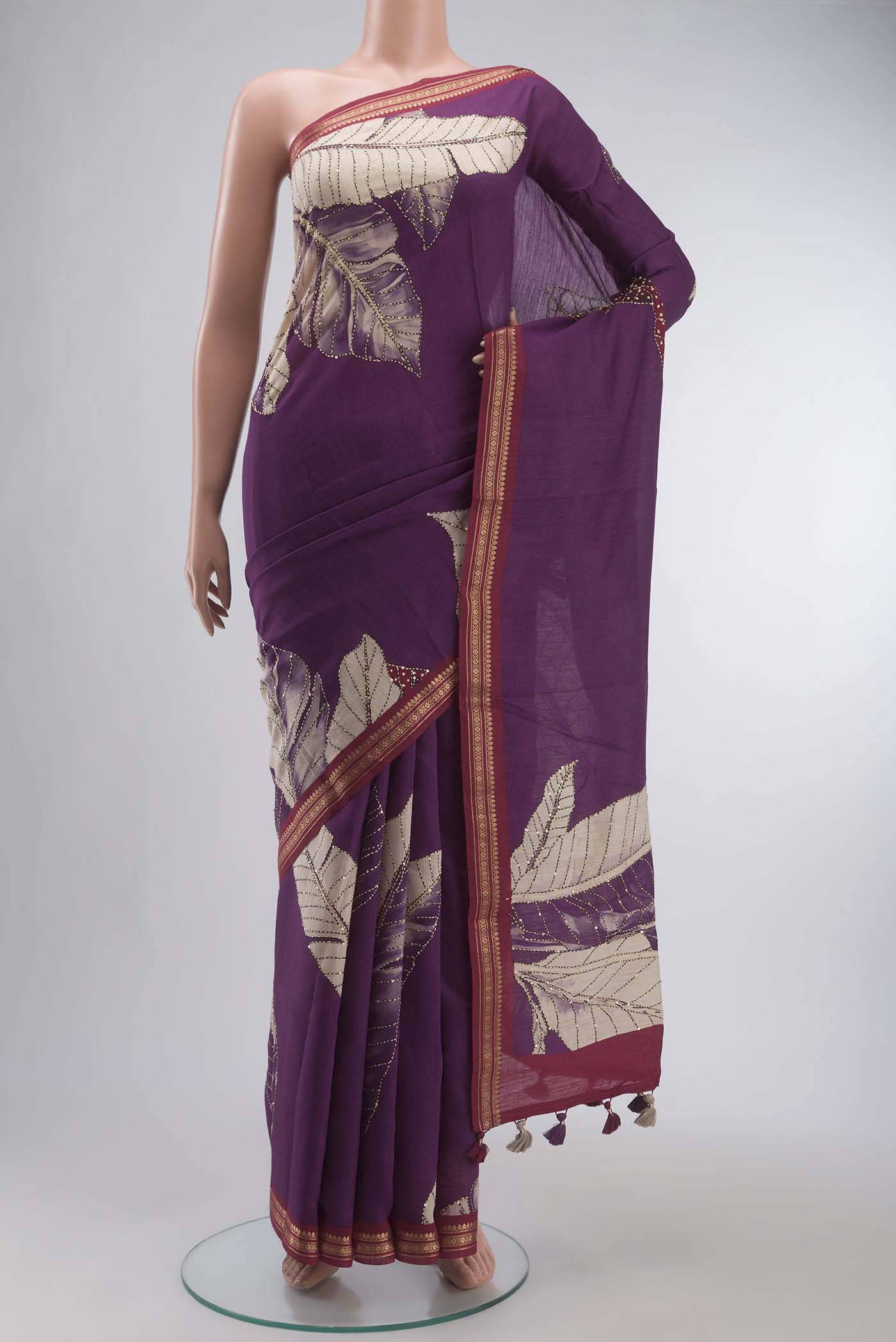 Magenta Bhagalpuri Tussar Silk Saree Buy at ₹10844