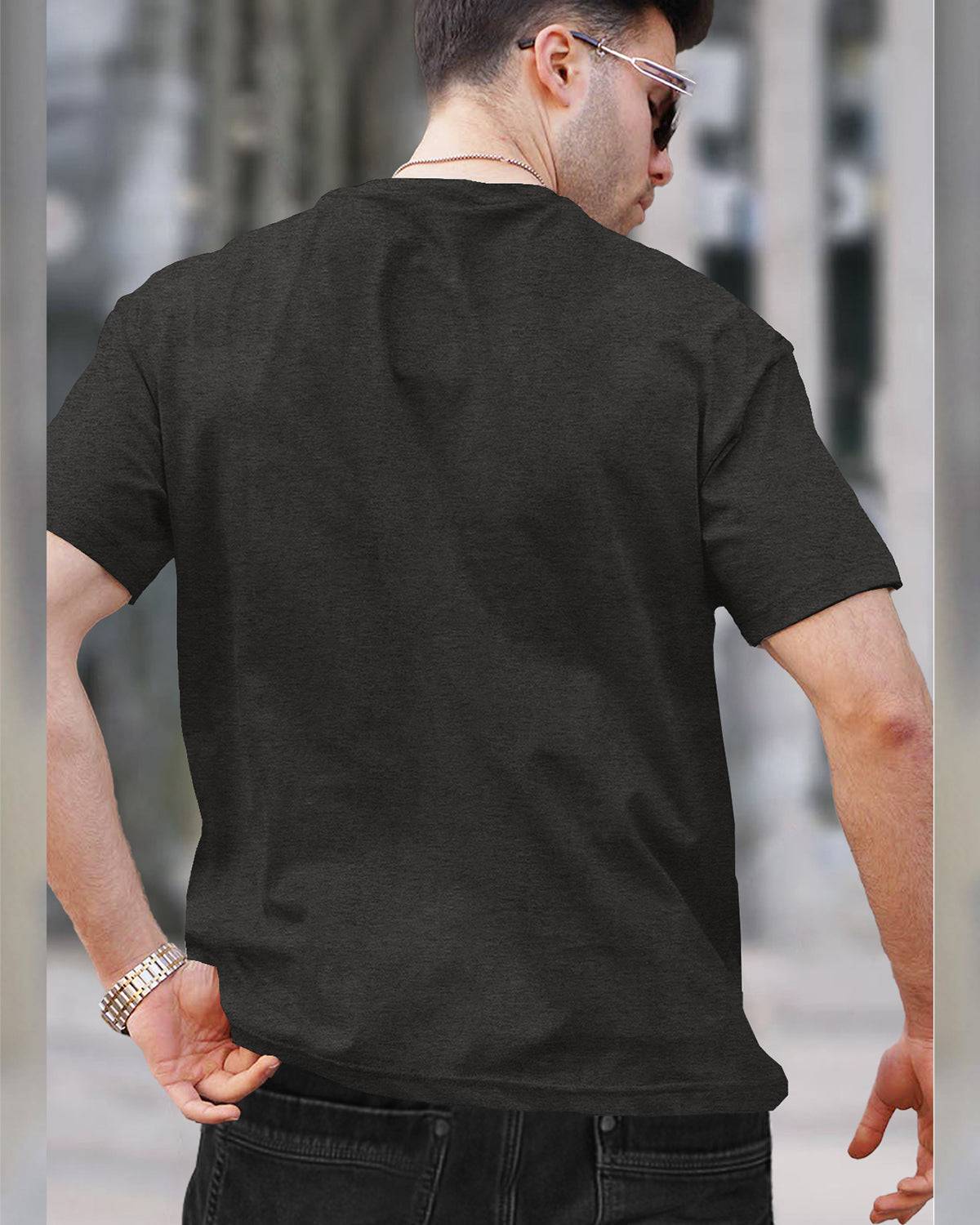 Mens Half Sleeve Plain Round Neck Navy & Charcoalblack T-shirts (Pack Of 2)