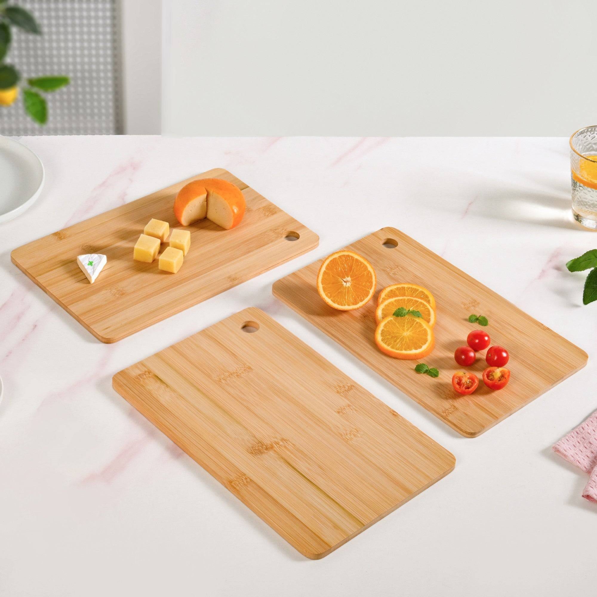 Natural Bamboo Serving Platter Chopping Board Set Of 3 buy only at ₹690