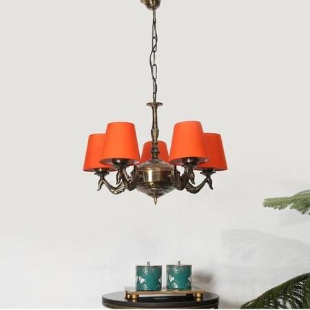 Devansh Gold Antique Wall Mounted Lamp With Off-White Cotton Shade