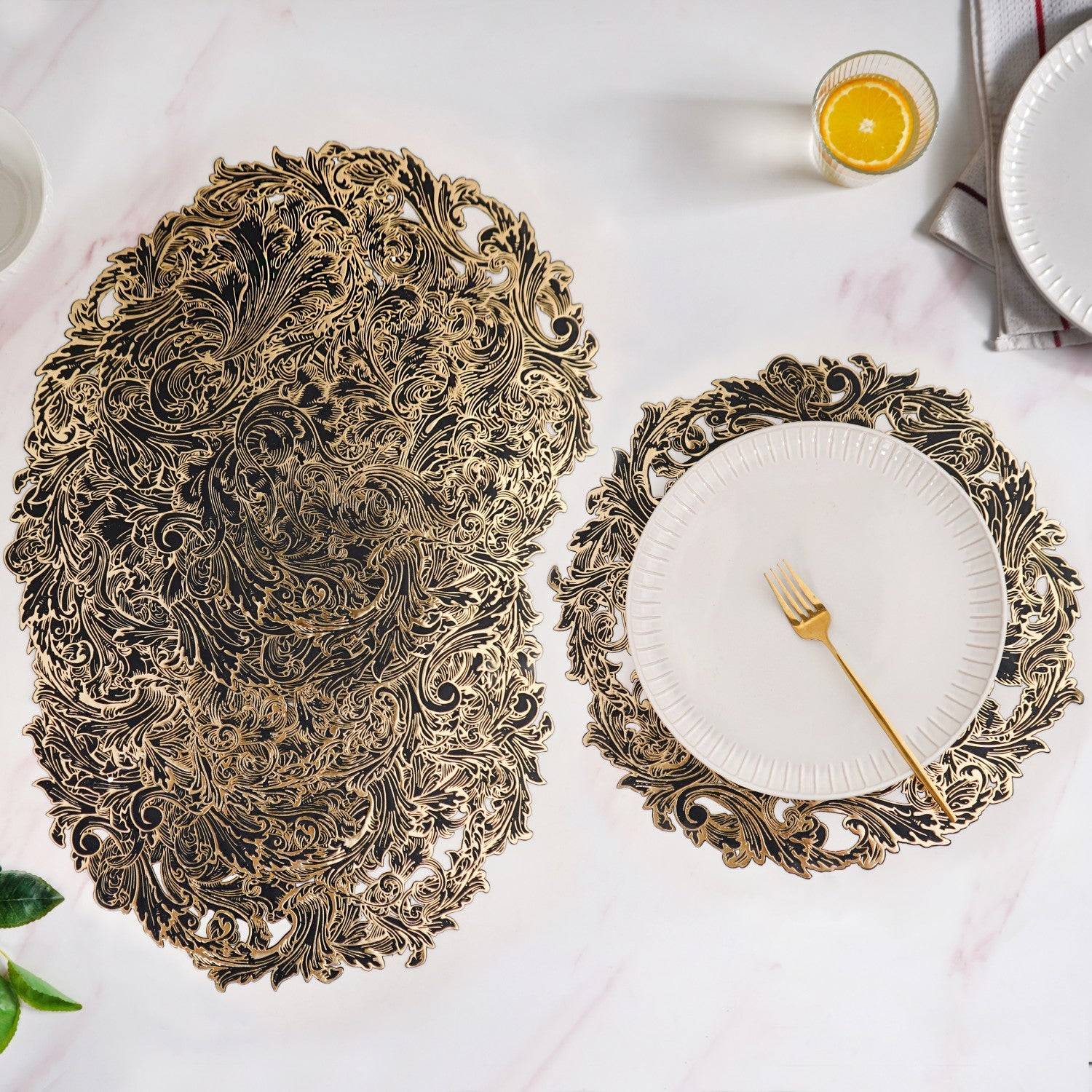 Noir Luxe Round Tablemat Set Of 6