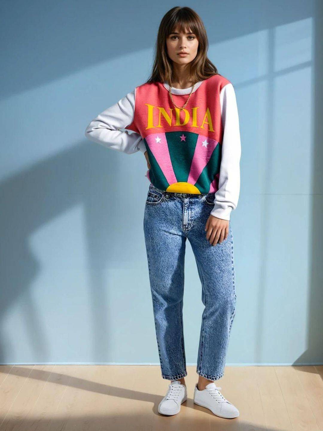 Kotty Women Graphic Printed Round Neck Therma-Fit Sweatshirt