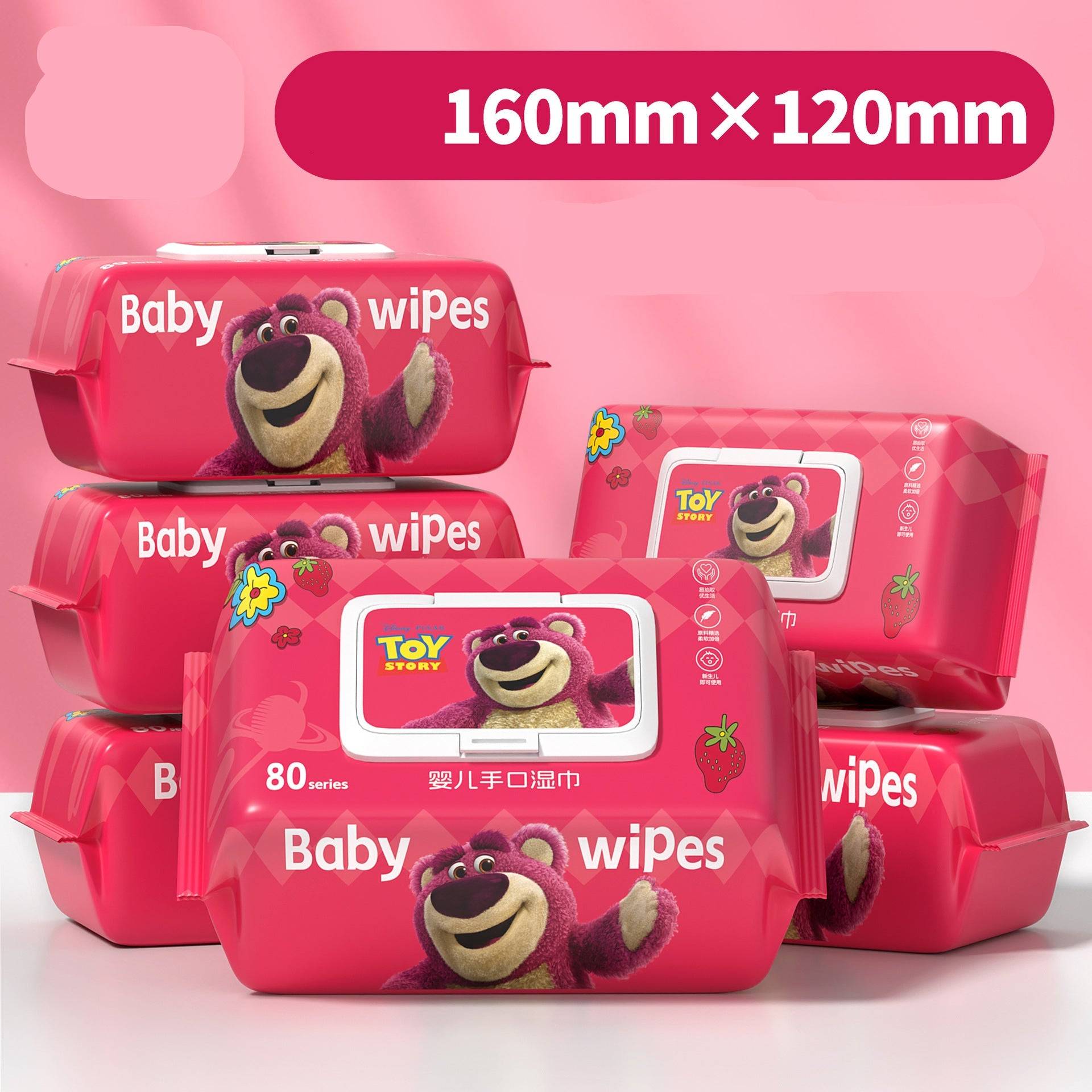 Strawberry Bear Hand and Mouth Wet Wipes Family Pack 80 Pieces Baby Wipes