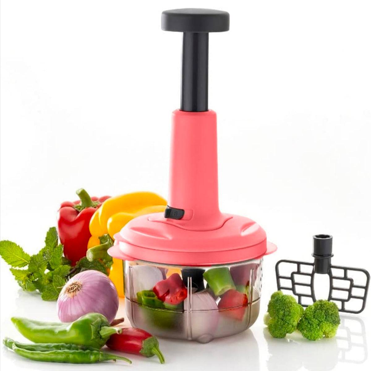 Hand Press Vegetable Chopper with Grinder Mixer – 800ml Manual Food Chopper with Steel Blades (Pack of 1) Buy @ ₹349