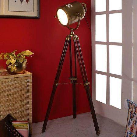 George Gold Metal Shade Floor Lamp