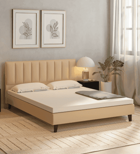 Dallas Engineered Wood Queen Size Non Storage Bed In Honey Oak Finish