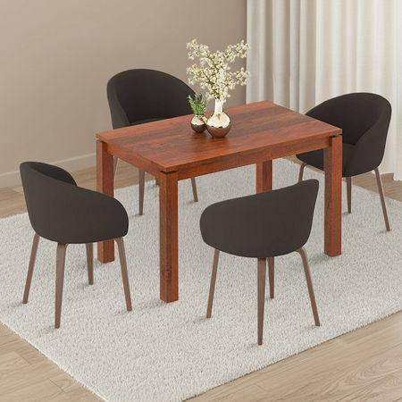Atlas Solid Wood 4 Seater Dining Table With Meryl Lounge Chairs
