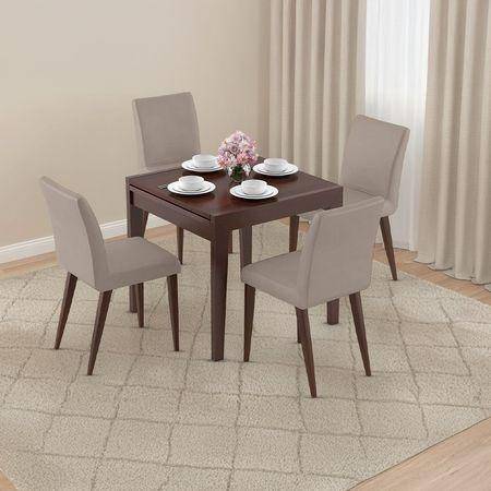 Murphy 4-To-6 Extendable - Persica 4 Seater Dining Table Set (Colour- Beige, Finish- Dark Walnut)