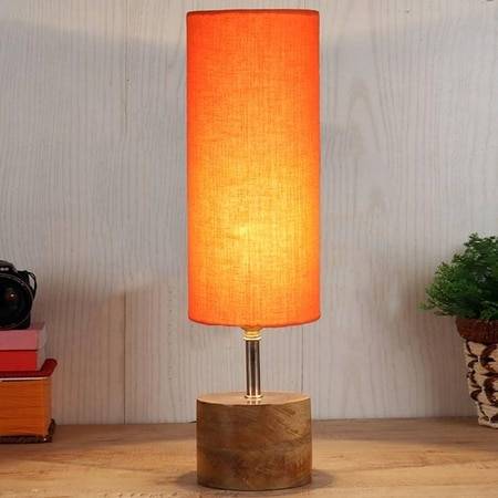 Brynlee Orange cotton & solid wood table lamp