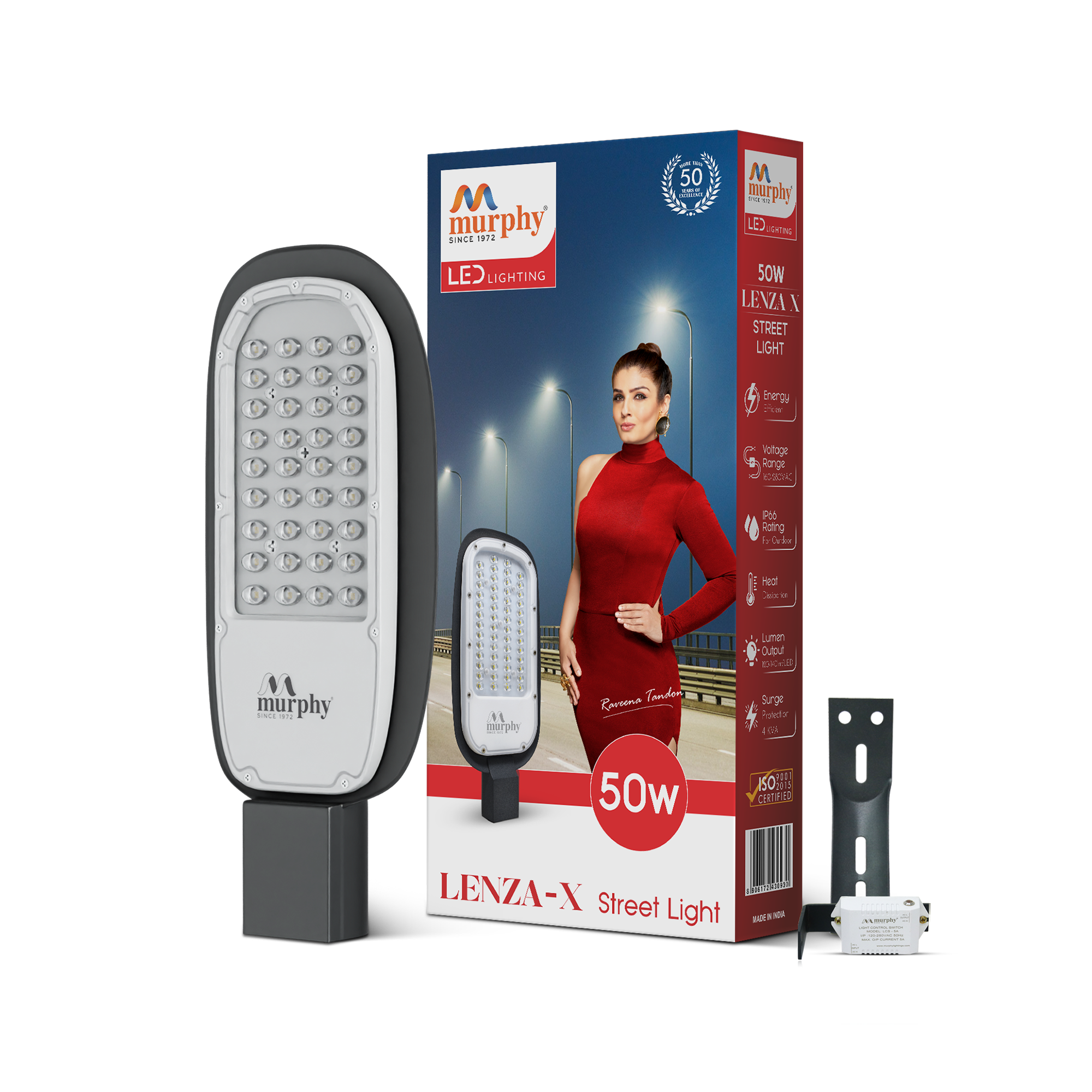 Murphy LED 50W Lenza-X Street Light With Auto On/Off Day Night Light Sensor