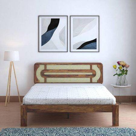 Seaside Solid Wood Queen Size Non Storage Bed In Provincial Teak Finish