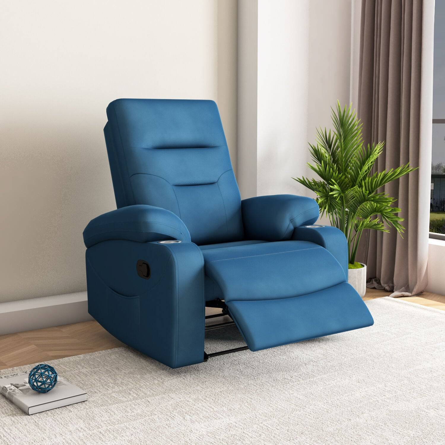 Parlor Massage Chair with Manual Recliner (Blue)