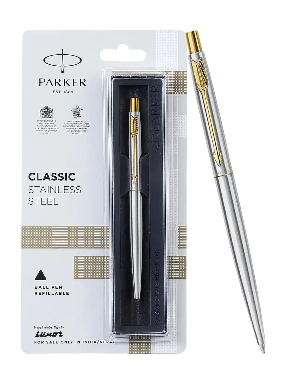 Parker Classic Stainless Steel Gold Trim Ball Pen Buy @ ₹510