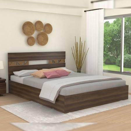Salmacis Engineered Wood Queen Bed in Walnut Finish