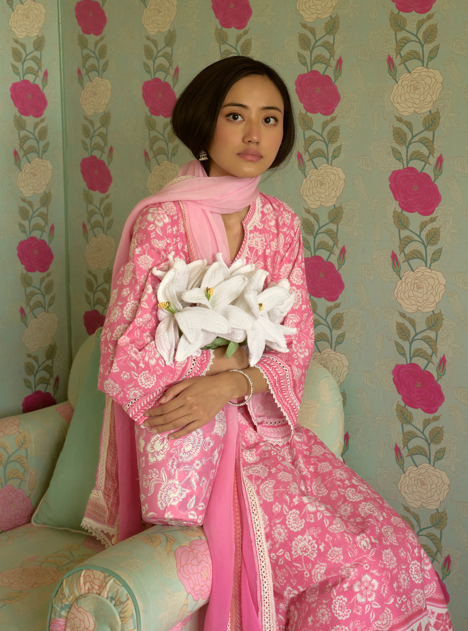 Rosabelle Rani Pink Mulmul Cotton Kurta Set