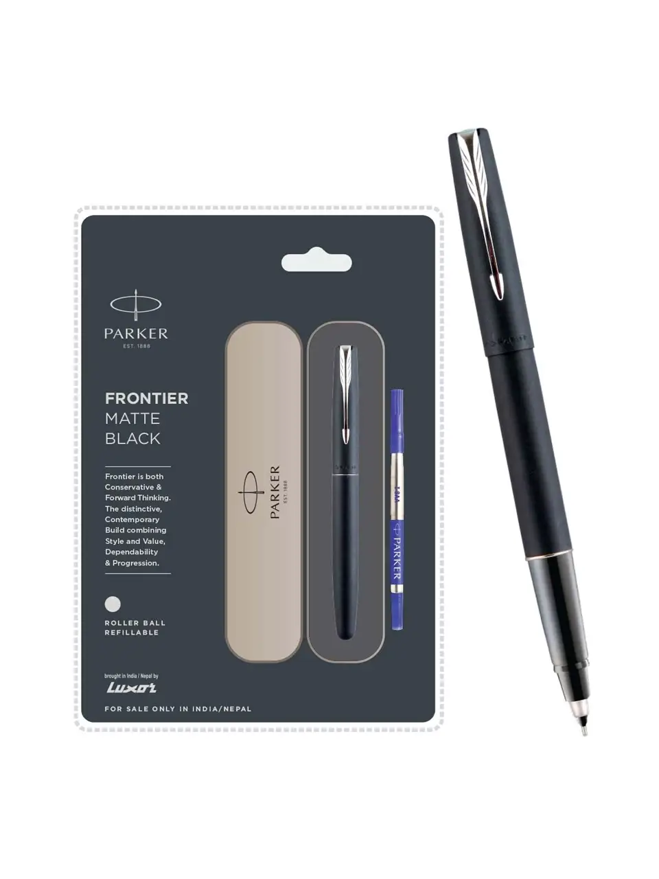 Parker Frontier Matte Black Chrome Trim Roller Ball Pen Buy @ ₹680