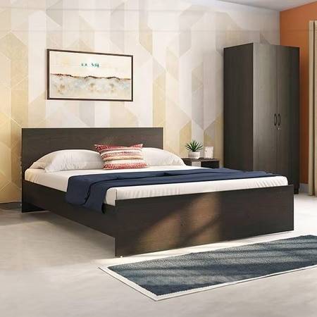 Wren Engineered Wood Queen Size Bed In Dark Wenge Finish