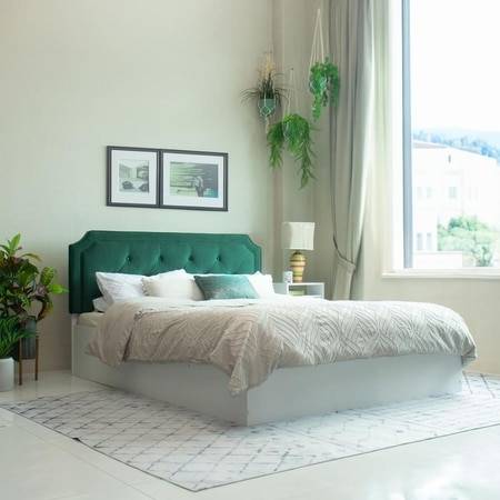 Citta Engineered Wood Queen Size Bed In White Finish