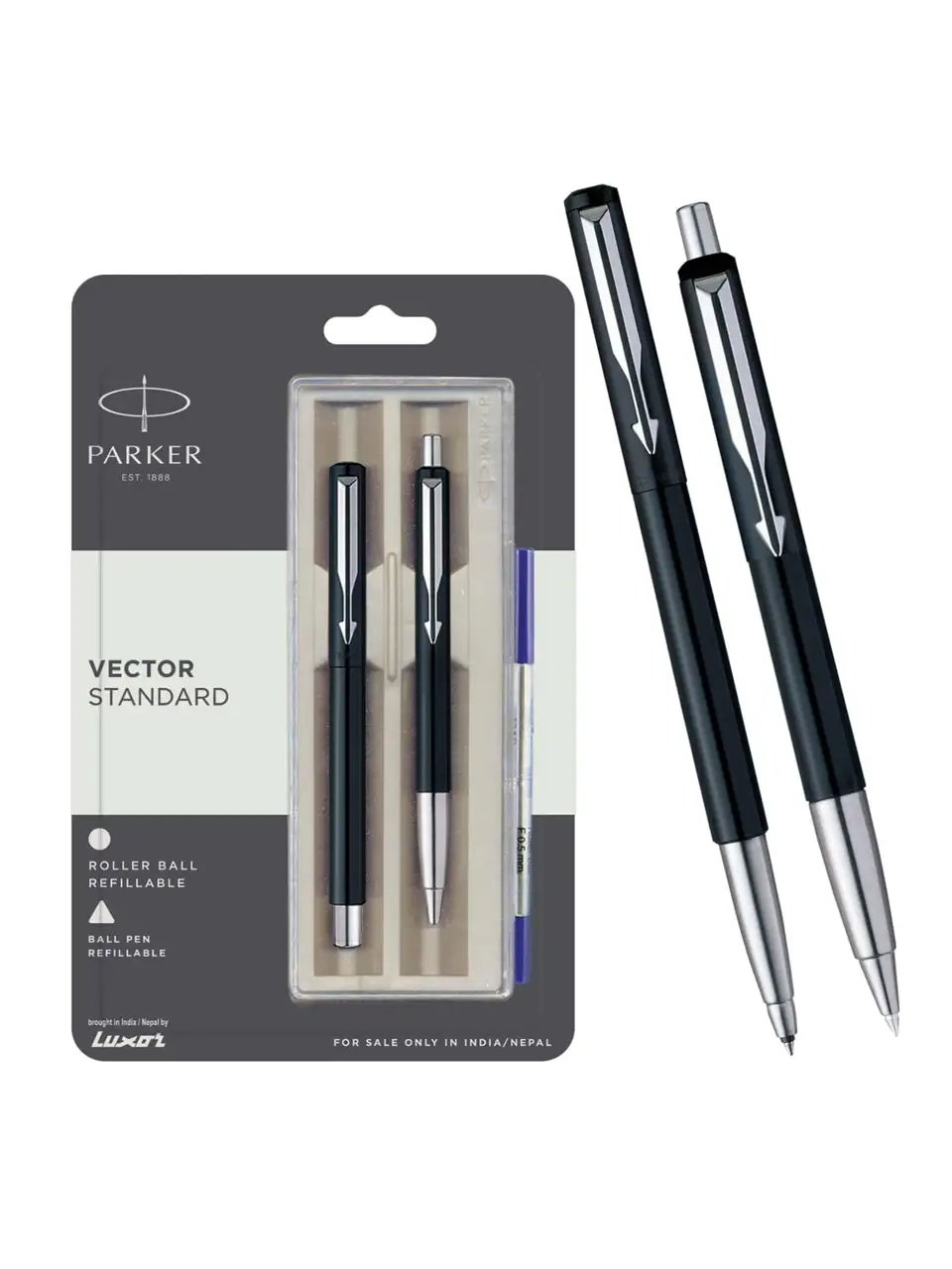 Parker Vector Standard Black Crm Trim Roller Ball Pen + Ball Pen Set Buy @ ₹630