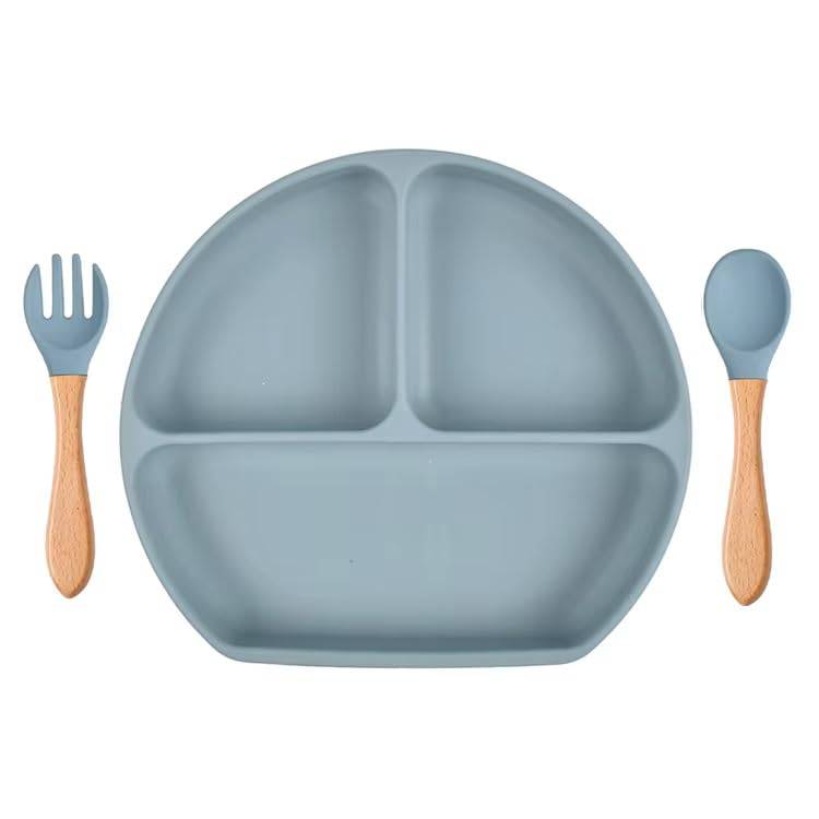 Suction Plates with Spoons for Baby & Toddler - 100% Food Grade Plate for Kids - Silicone Plates for Babies - Divided Plate for Kids Buy @ ₹599