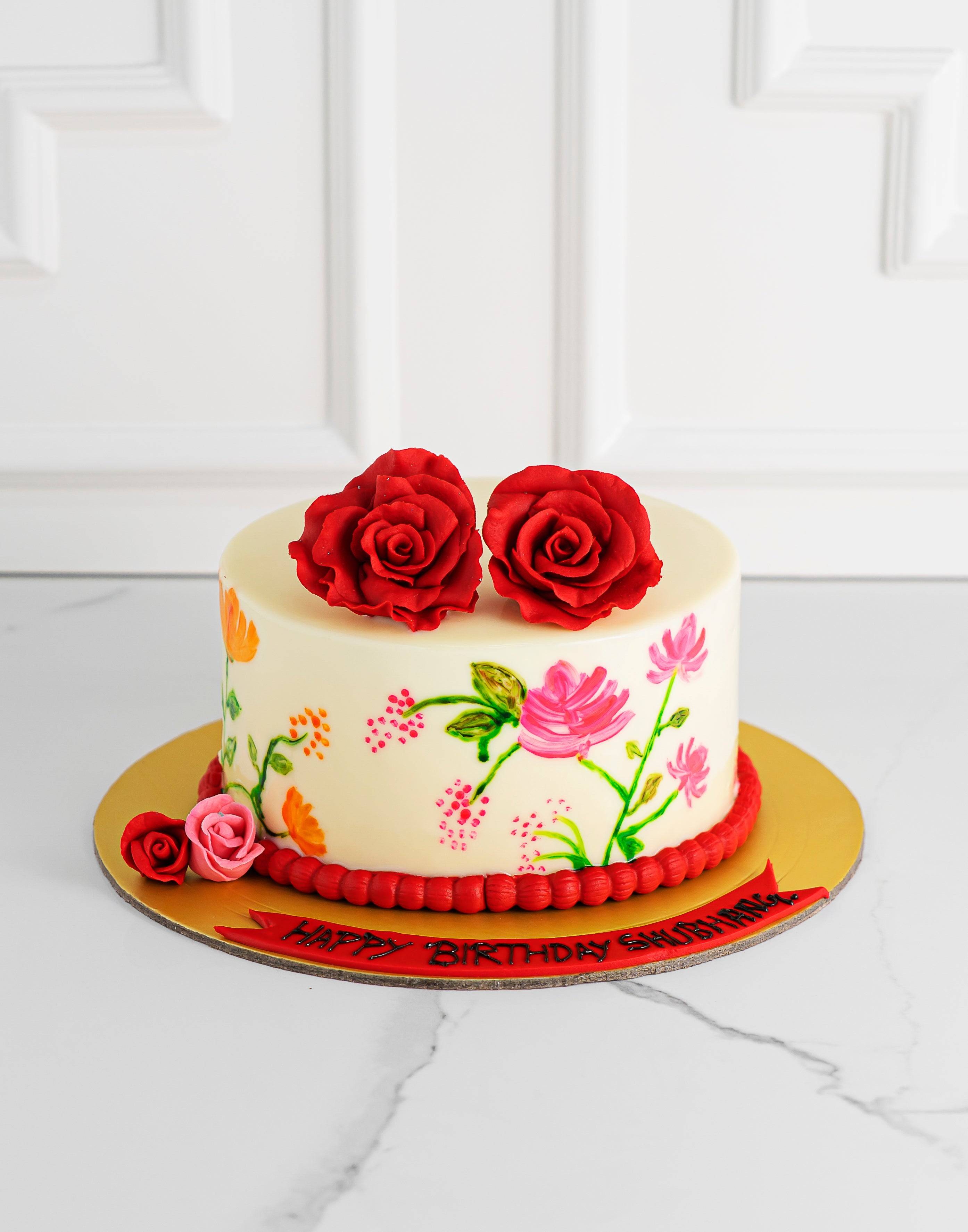 Hand painted floral cake 2