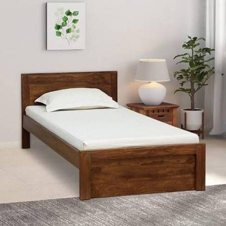 Monaco Solid Wood Single Size Non Storage Bed In Provincial Teak Finish