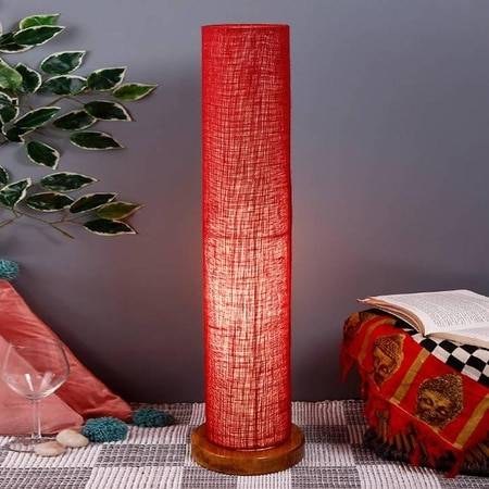 Oliver Maroon Cotton Shade Floor Lamp