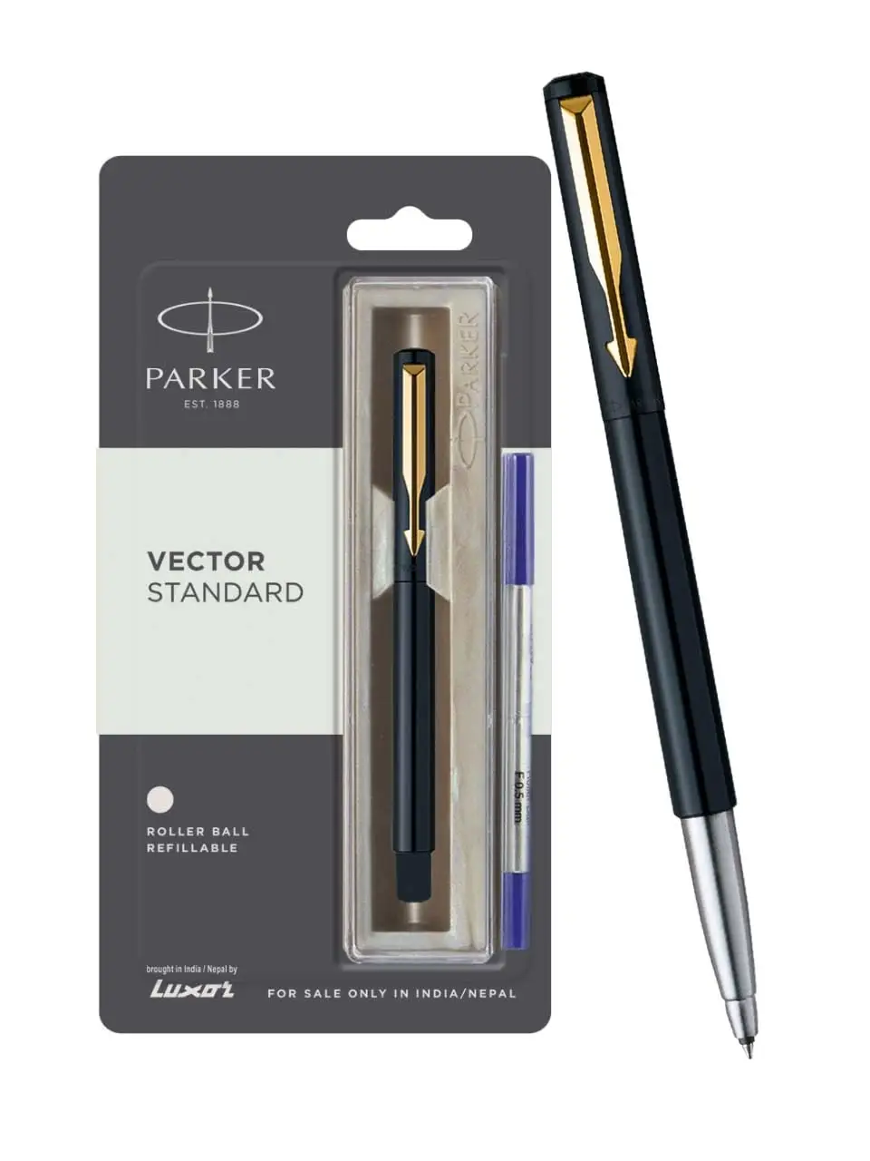 Parker Vector Matte Black Gold Trim Roller Ball Pen Buy @ ₹706