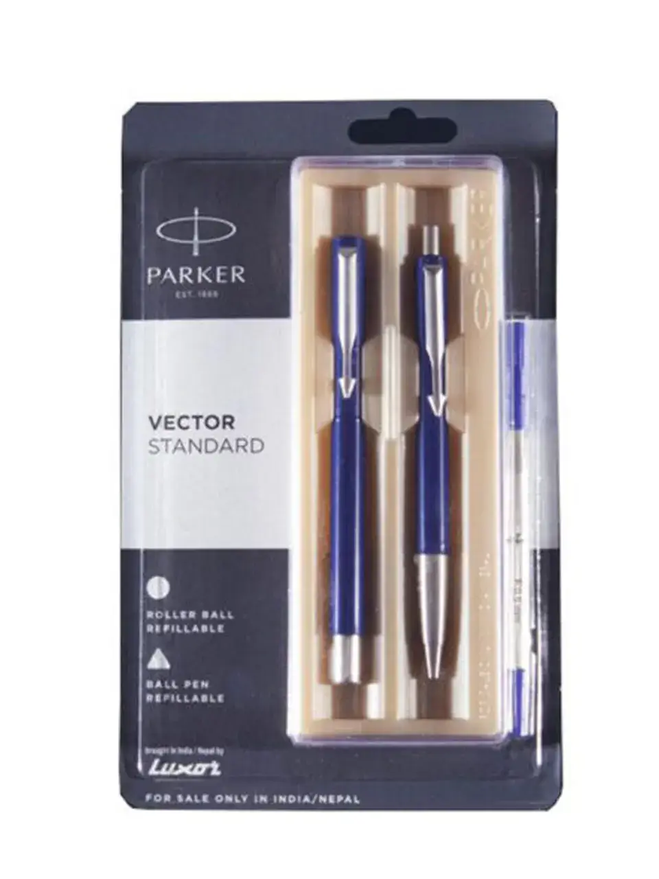 Parker Vector Standard Blue Chrome Trim Roller Ball Pen + Ball Pen Set Buy @ ₹536
