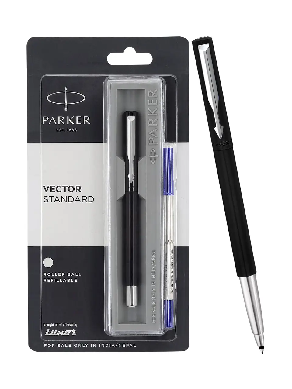 Parker Vector Standard Black Chrome Trim Roller Ball Pen Buy @ ₹340