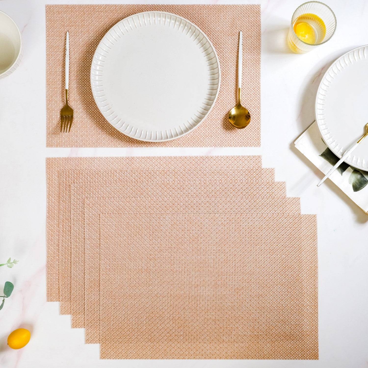 Woven Peach Placemat Set Of 6
