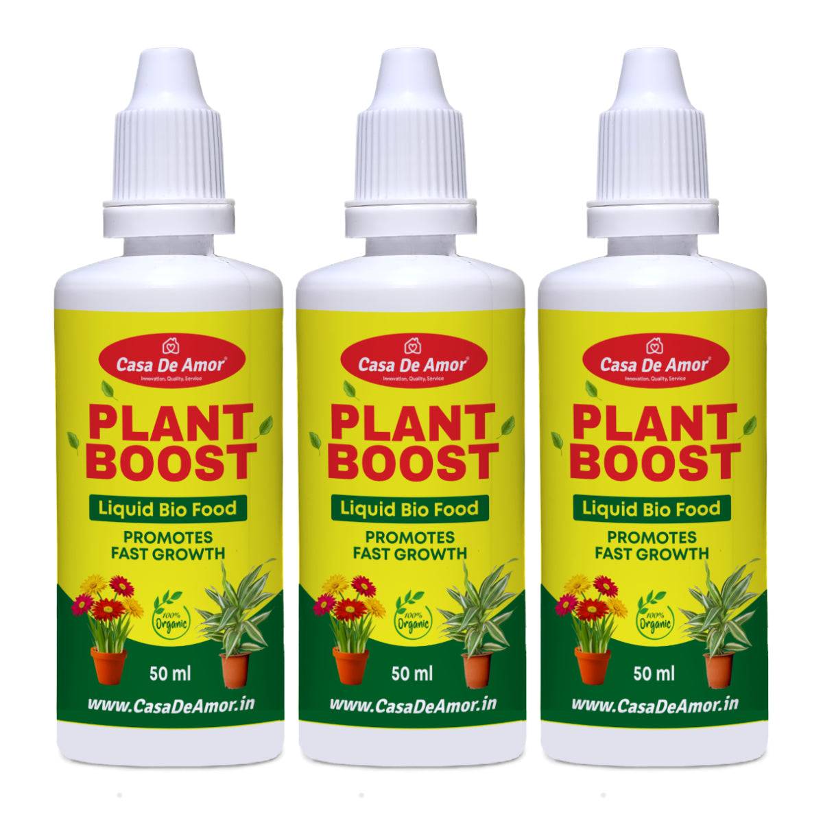 Casa De Amor Plant Boost Liquid Bio Food (3 x 50ml) | Organic Growth Booster for Faster, Healthier Plants | Ideal for Vegetables, Flowers, Herbs & Indoor Plants