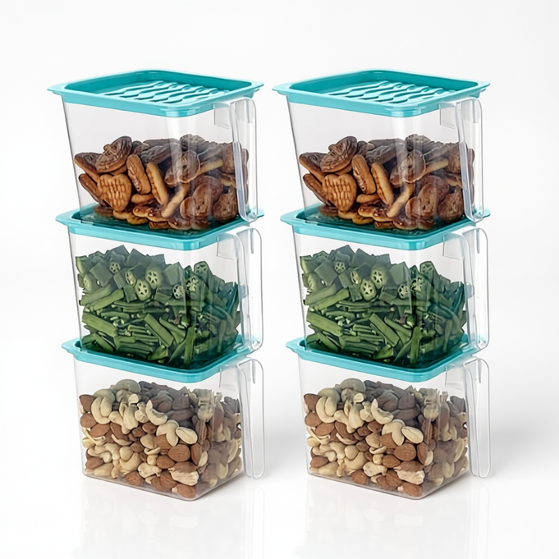 Plastic Fridge Storage Containers with Handle – Airtight Refrigerator Jars (1000 ml-Pack of 6 PCs) Buy @ ₹399