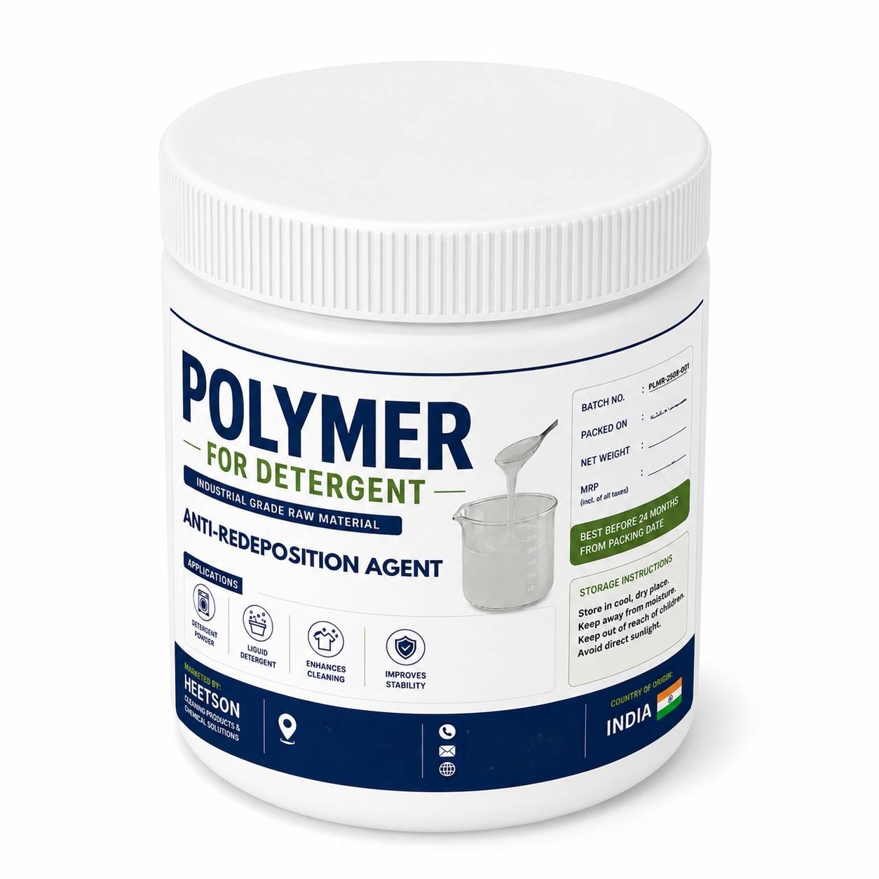 Polymer for Detergent Powder & Liquid | High Grade Anti-Redeposition Agent | 99% Purity