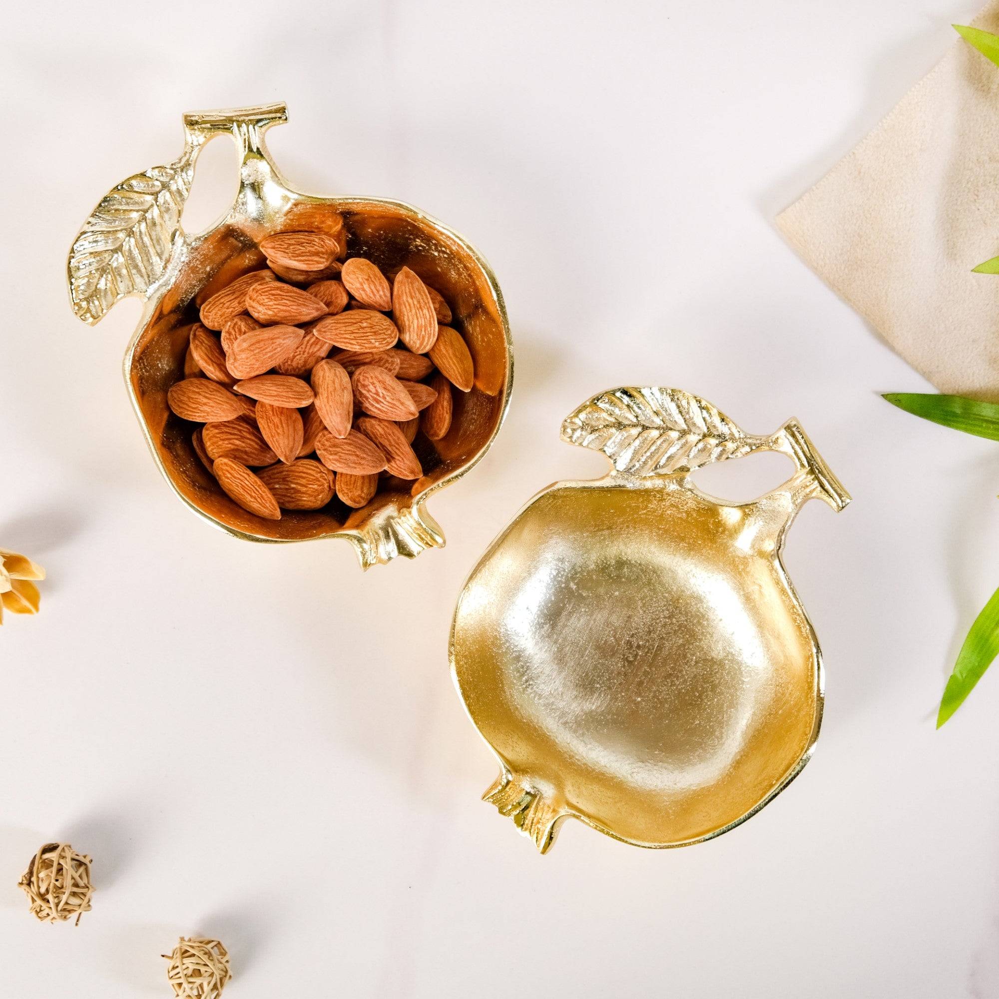 Gold Pomegranate Dry Fruits Bowl Set Of 2