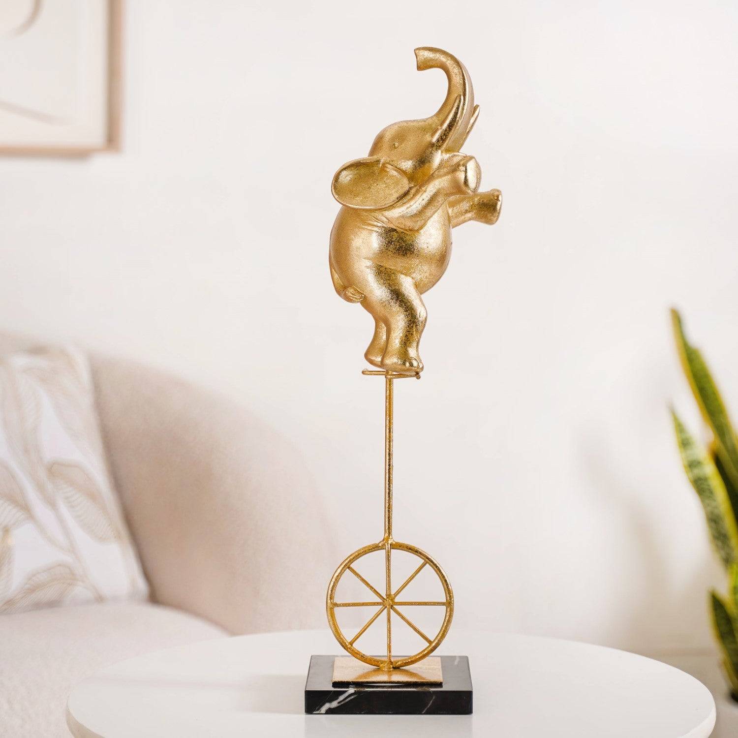Premium Tabletop Unicycle Elephant Figurine