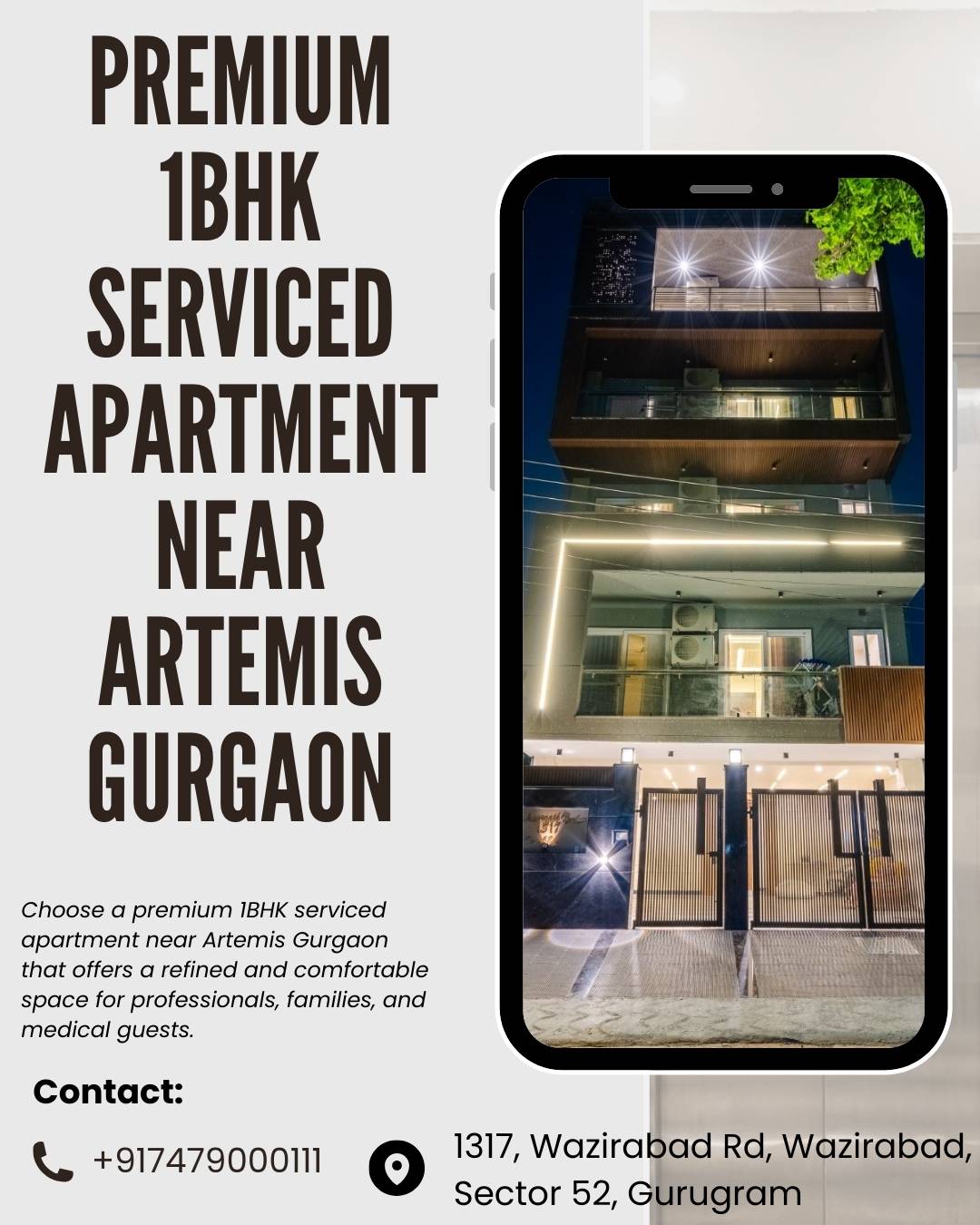 Peaceful 1BHK Service Apartment Near Artemis Gurgaon for Comfortable Long Duration Stay