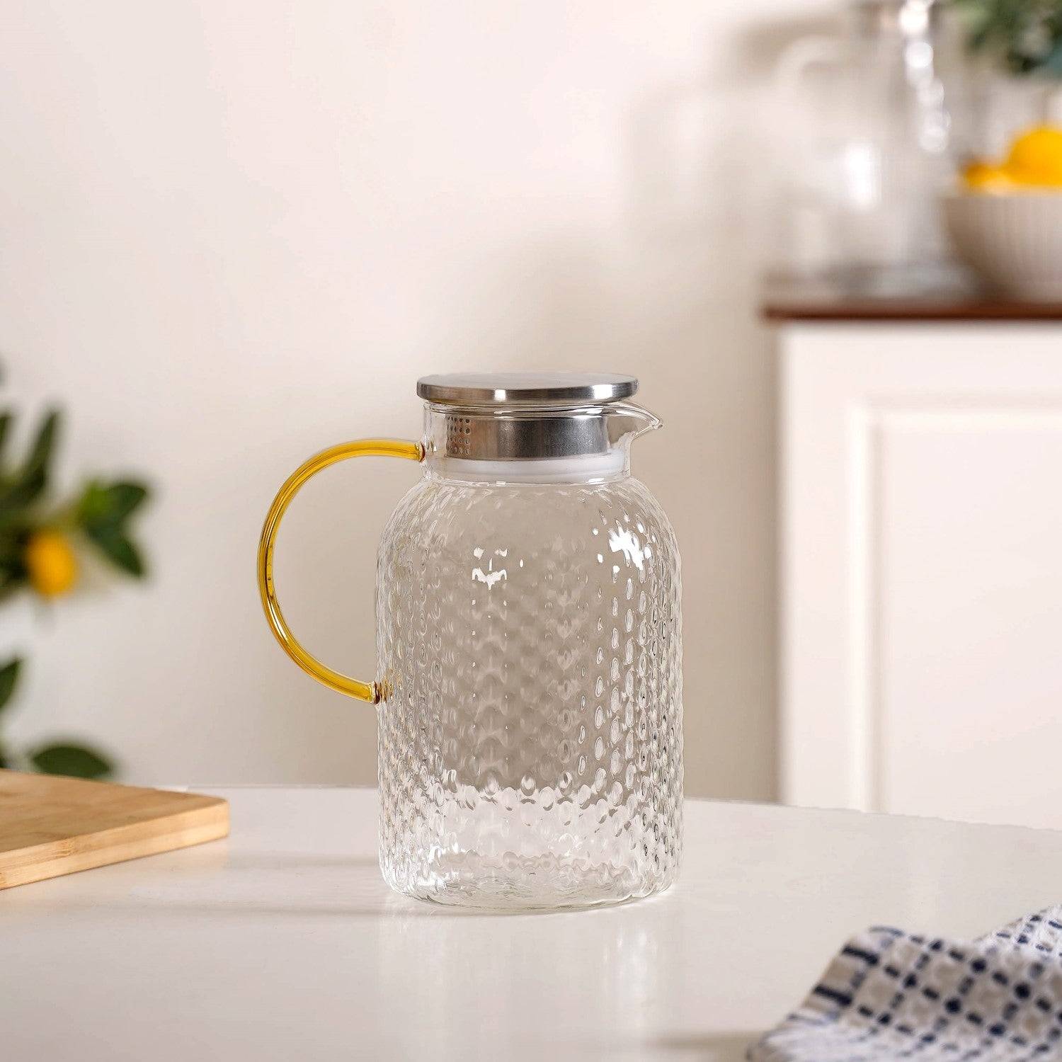 Premium Textured Borosilicate Glass Jar 1250ml buy only at ₹975