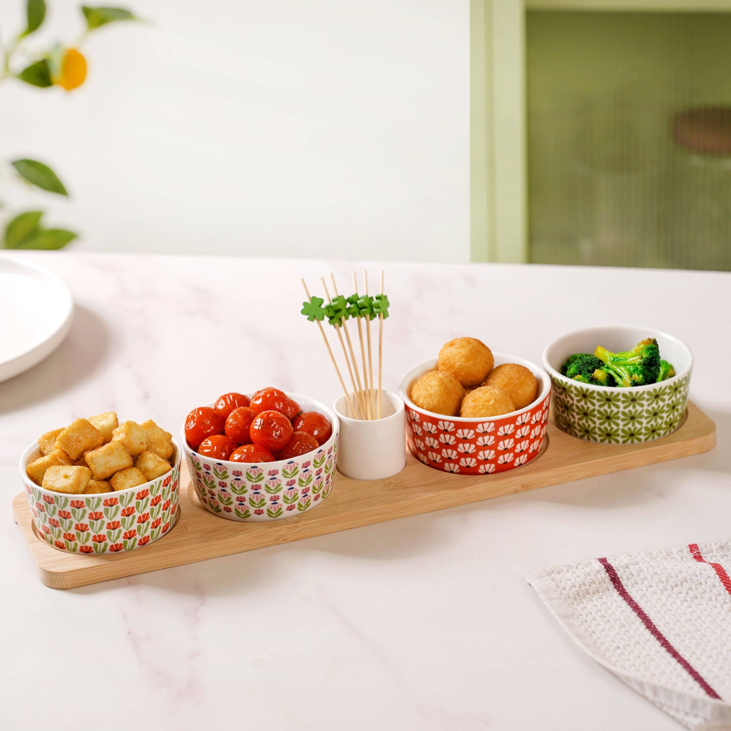 Flower Power Bowls Tray And Toothpick Set Of 7 buy only at ₹1450
