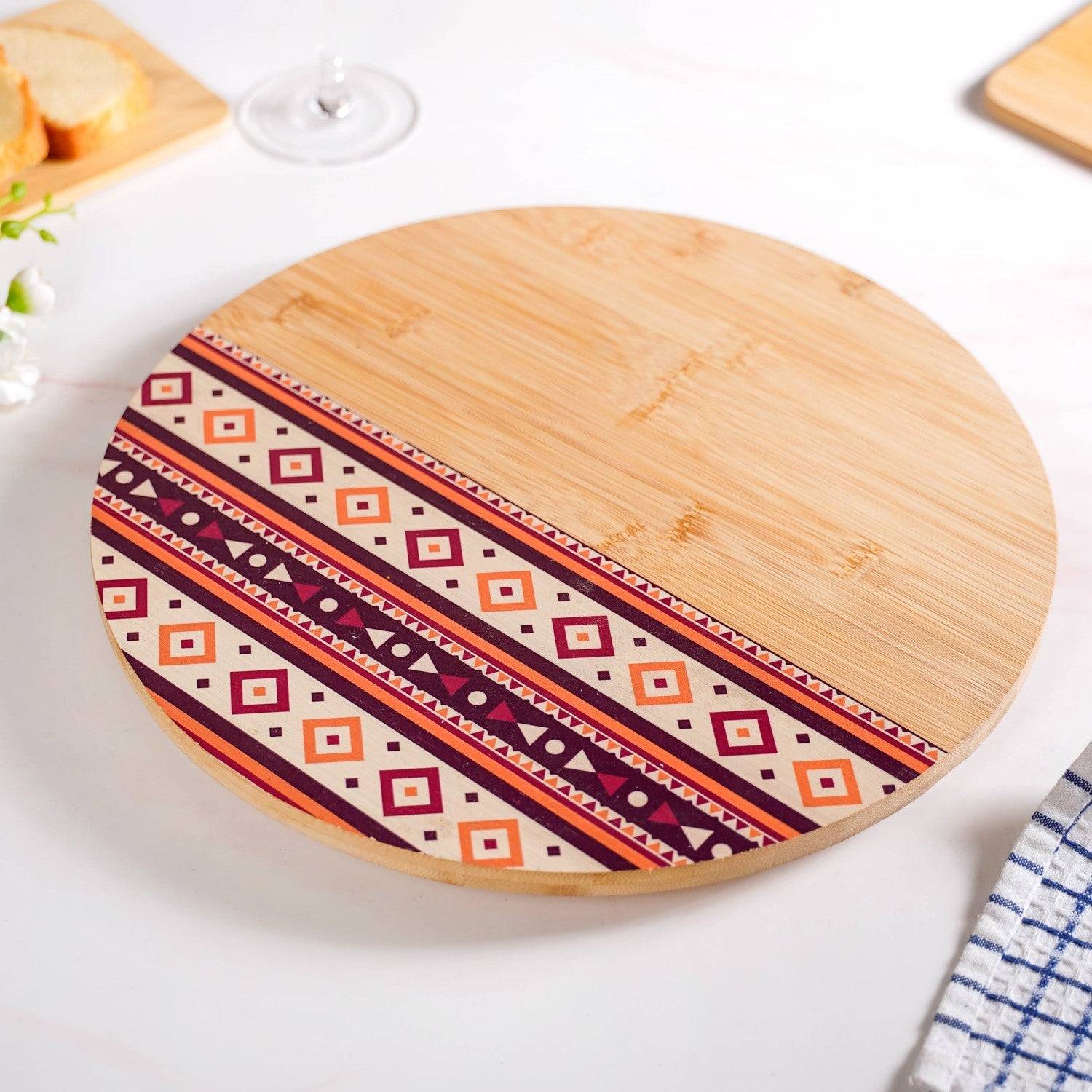 Aztec Pattern Lazy Susan Serving Platter 13 Inch