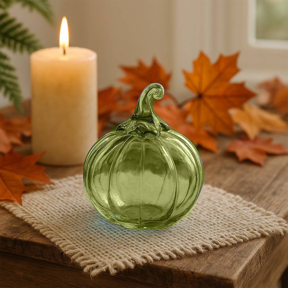 Pumpkin Glass Accent Medium - Forest Green