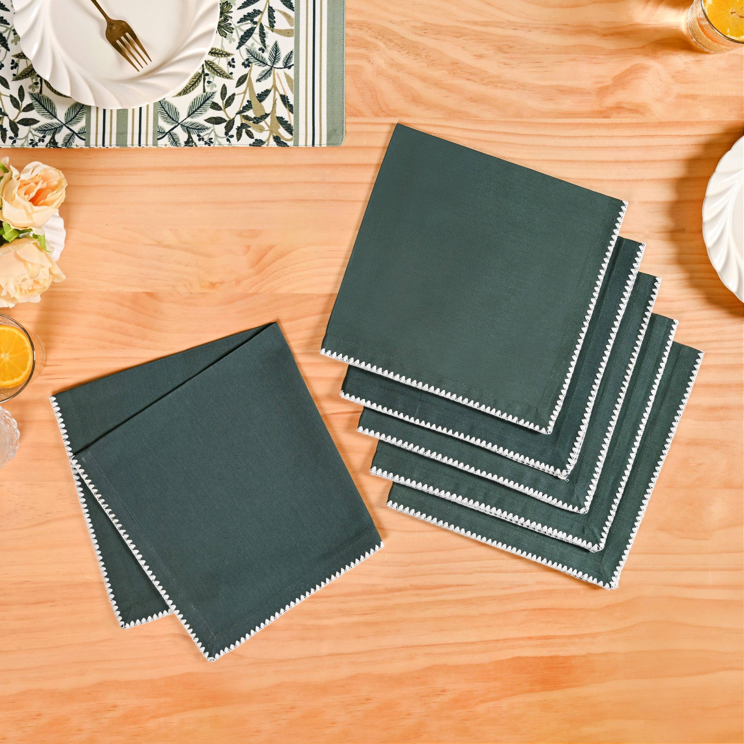 Pure Cotton Sacramento Green Table Napkin Set Of 6 buy only at ₹995