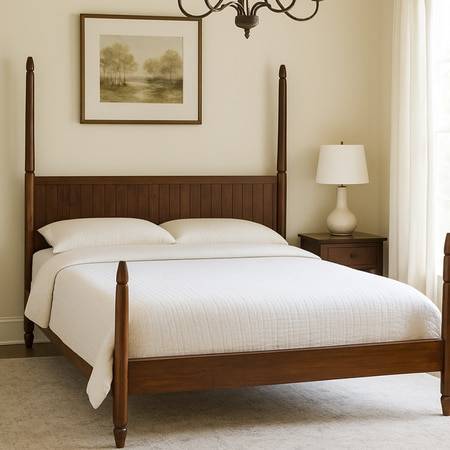 Dynasty Solid Wood Non Storage King Bed in Provincial Teak Finish