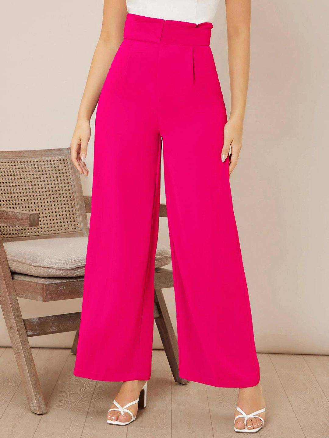 Kotty Women Wide Leg High-Rise Easy Wash Pleated Trouser